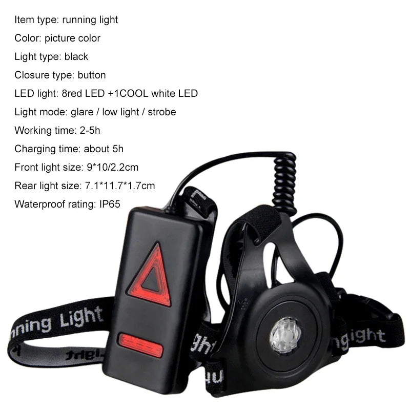 USB Rechargeable LED Chest Strap Light – Portable Night Running Safety Lamp | Battery Included | RUNGEAR