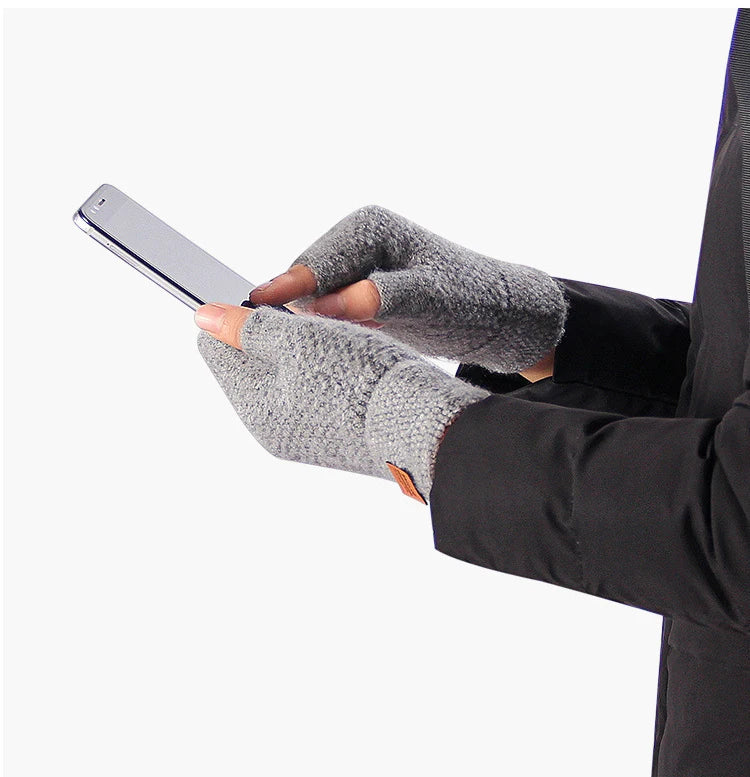 Winter Men's gloves: Warm, Thick Wool, Half Finger Fingerless Gloves / Rungear