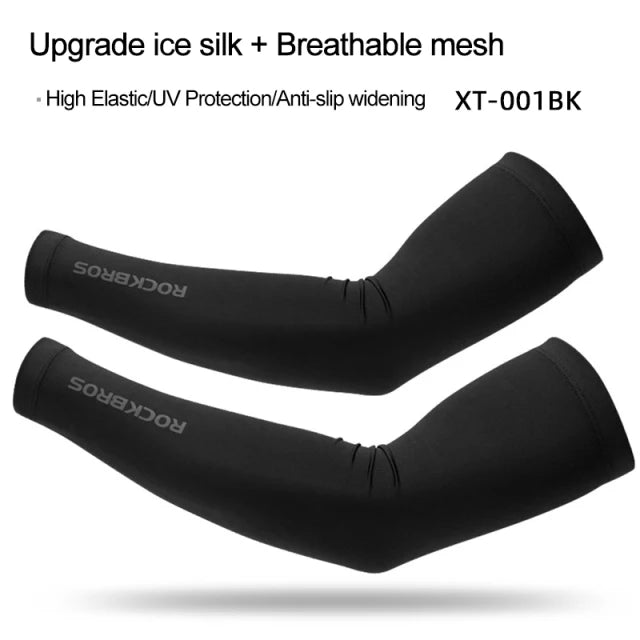 Compression Apparel Gear: ROCKBROS Breathable, Quick-Dry UV Protection Ice Fabric Sports Arm Sleeves / Rungear