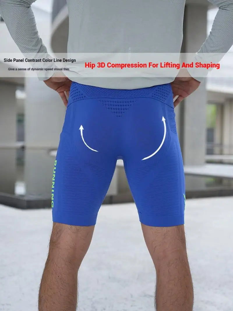 Men's Compression Running Shorts with Pockets | Quick-Dry Nylon-Elastane Athletic Shorts