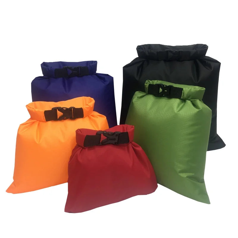 5-Pack Waterproof Dry Bag Set | Graduated Sizes, Roll-Top Buckle Closure, Lightweight Nylon | RUNGEAR