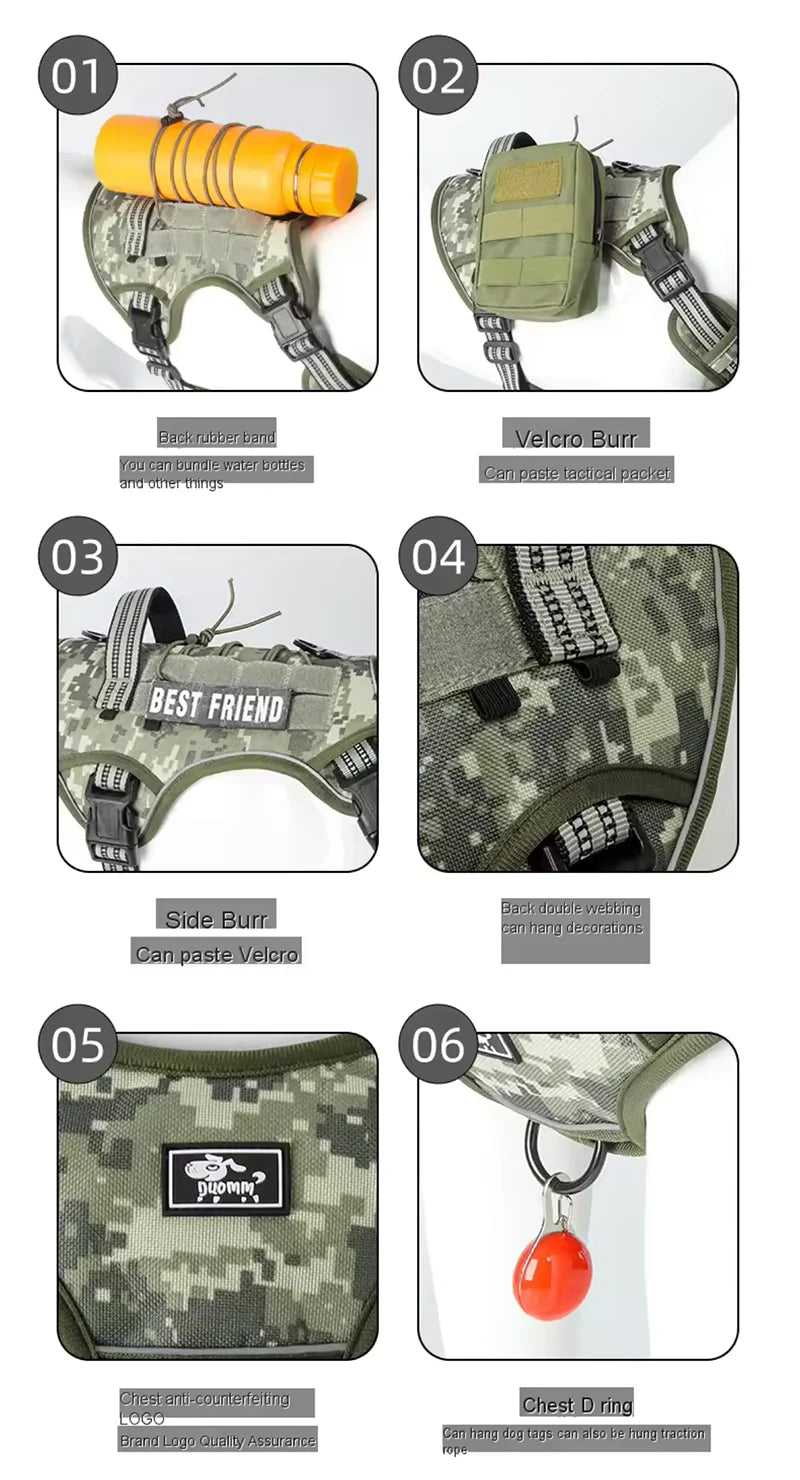 Dog Reflective Gear: Tactical Training, No Pull, Adjustable, Reflective Safety Dog Vest / Rungear