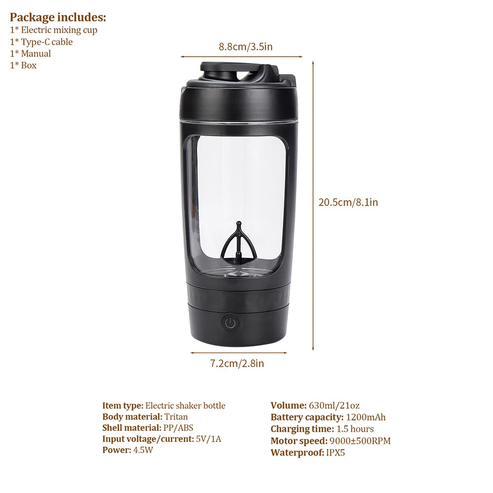 650ml Automatic Electric Protein Shaker Blender – Portable Multipurpose Whey Protein & Juice Mixer Cup for Gym & Fitness | RUNGEAR