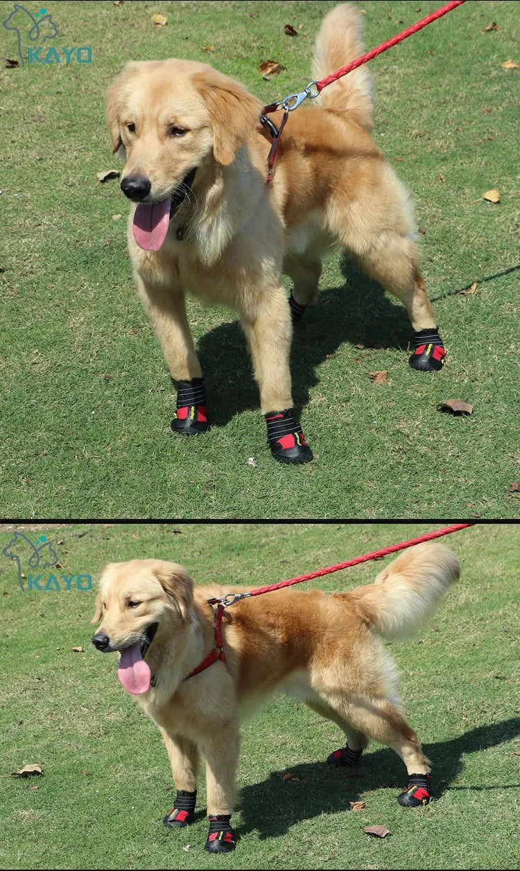 Dog Boots 4-Pack | Waterproof & Breathable, Anti-Slip Rubber Sole, Reflective Velcro Straps | Sizes 1–8 | RUNGEAR