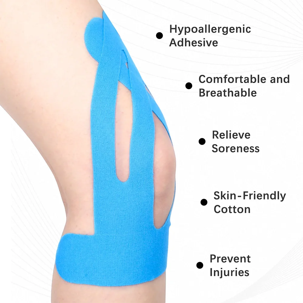 Pre-Cut Kinesiology Tape for Knees | Waterproof & Breathable Athletic Support (10 Pack)