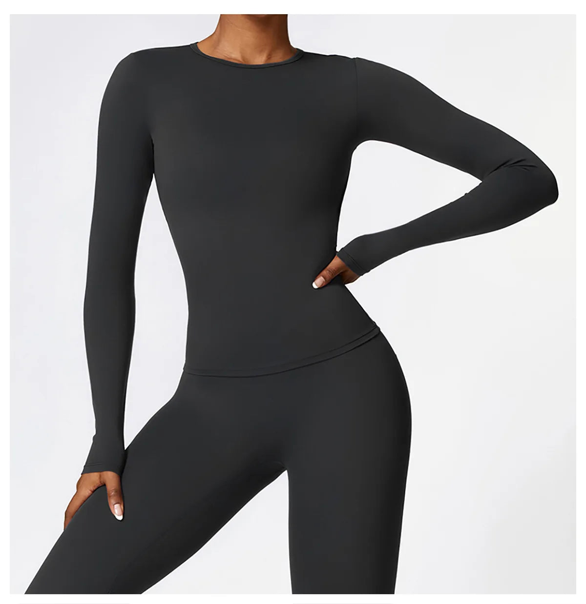 Women's Quick Dry Apparel: Breathable, Long Sleeved, Round Neck, Crop Top Workout Running, Hiking Set / Rungear