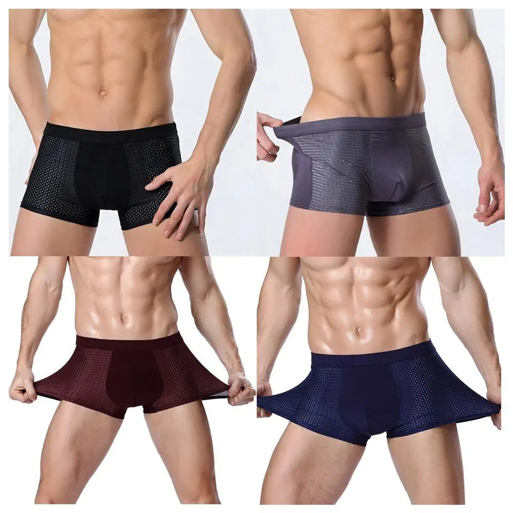 Men's Bamboo Boxer Shorts – 4-Pack, Breathable, Slim Fit | Everyday Comfort Underwear | XXL