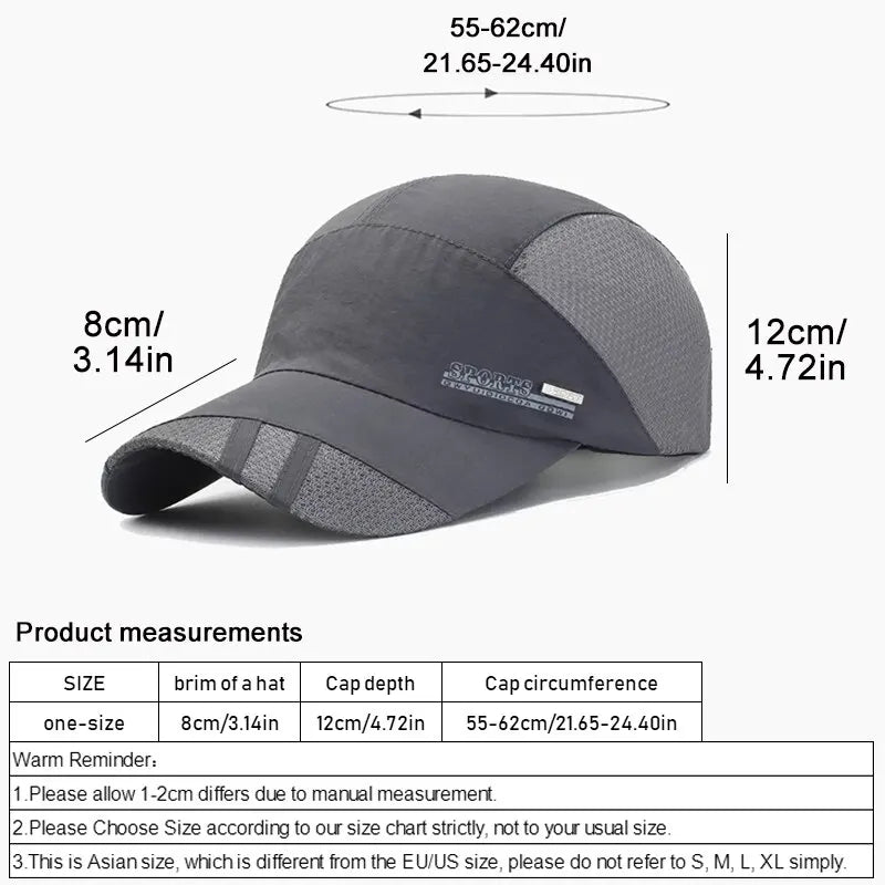 Quick-Dry Sports Running Cap – Breathable Mesh, Adjustable | Sun Protection