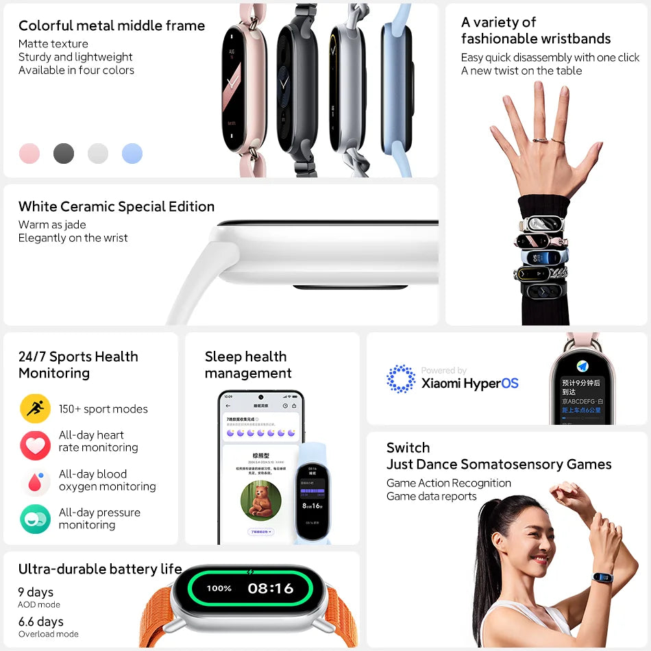 Global Version Xiaomi Smart Band 9 – 1.62" AMOLED, 21-Day Battery, Heart Rate & SpO₂ Tracker