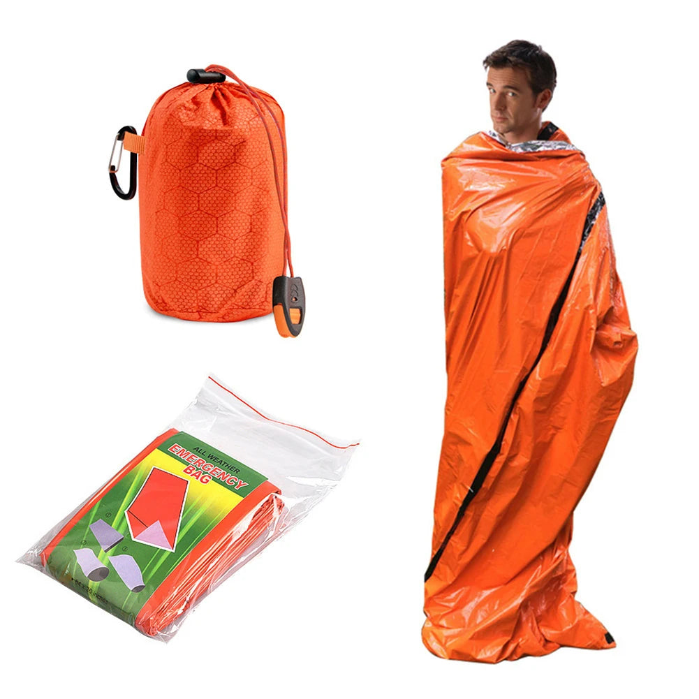 RUNGEAR Emergency Thermal Survival Sleeping Bag | Waterproof PE Aluminium Bivy Sack for Trail Running, Hiking & Camping