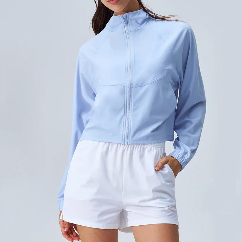 Women's Running Jackets: Long Sleeved, Full Zip, Cropped Workout Jackets UPF 50+ / Rungear