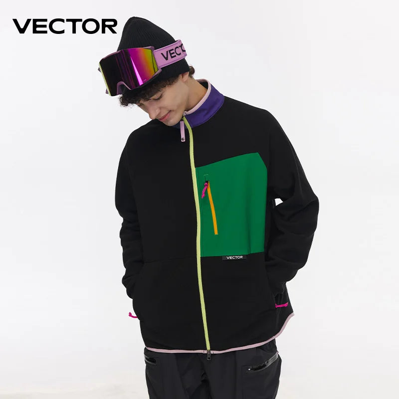 Unisex Winter Jackets: VECTOR Unisex Fleece, Contrast Sleeve, Warm Winter Sweatshirt Jacket / Rungear