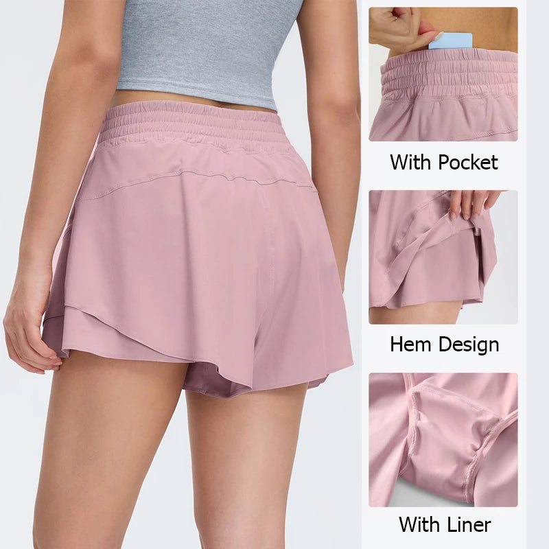 Women's 2-in-1 High-Waist Quick-Dry Running Shorts