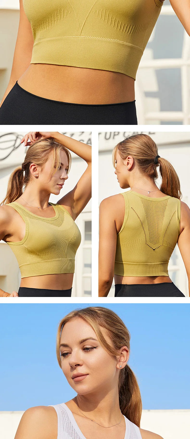 Women's Running Apparel: Fitness Fixed Pad, Push Up Sports Bra Crop Top / Rungear
