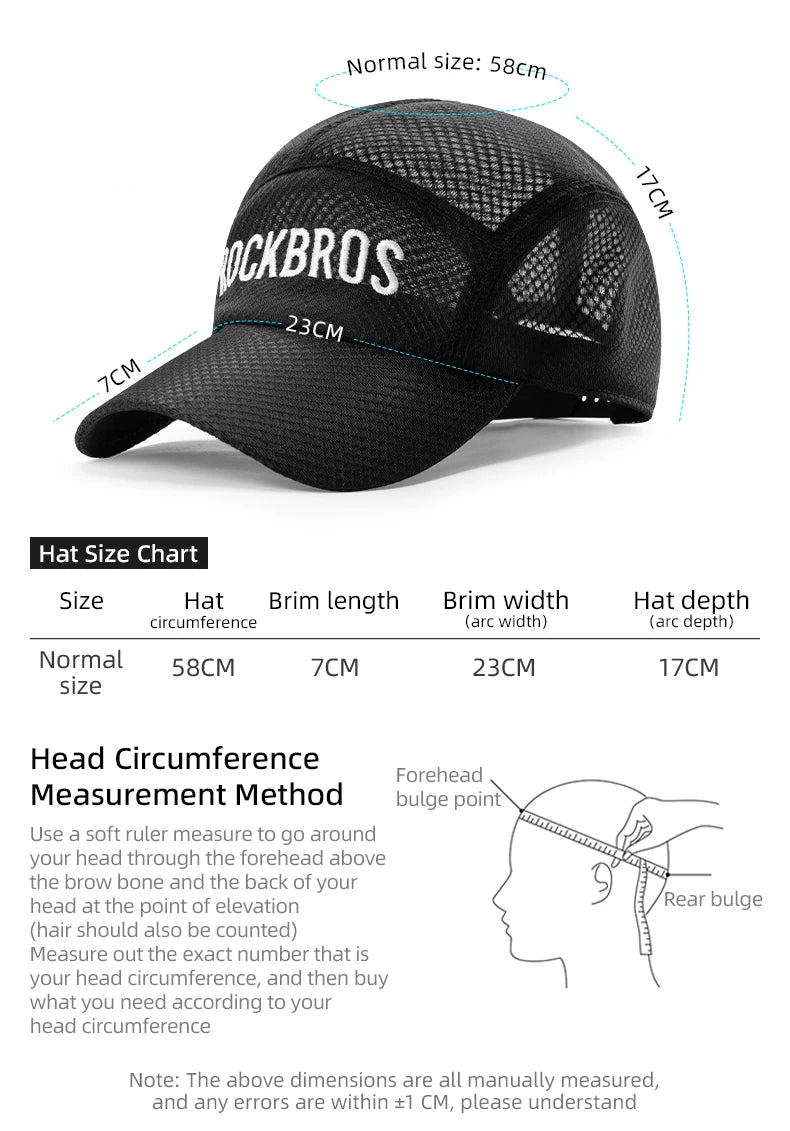 Summer Hat Accessories: ROCKBROS Lightweight, Breathable, Quick-Dry, UV Protection Sports Cap / Rungear