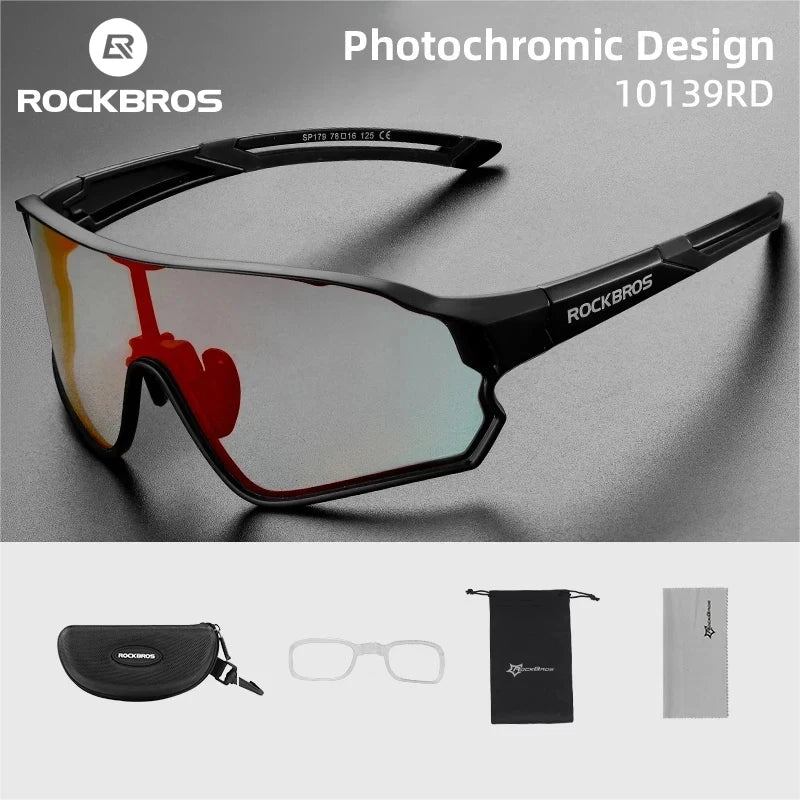 ROCKBROS Photochromic Sunglasses, UV400 Lightweight Flexible Sports Glasss for the Outdoors