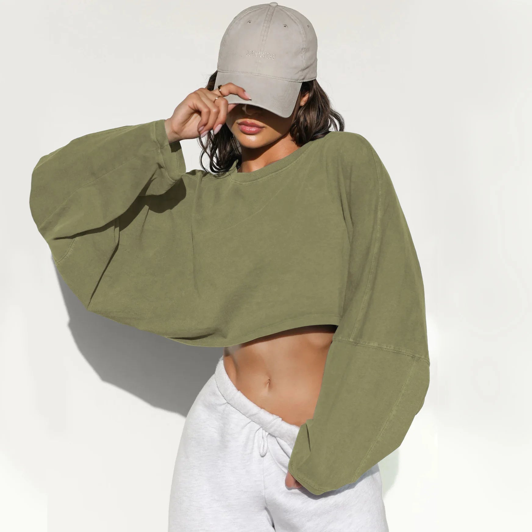 Sexy Cropped Hoodie T Shirt Long Sleeve Knit Top Women Spring Summer Casual Pullover Tee Blouse