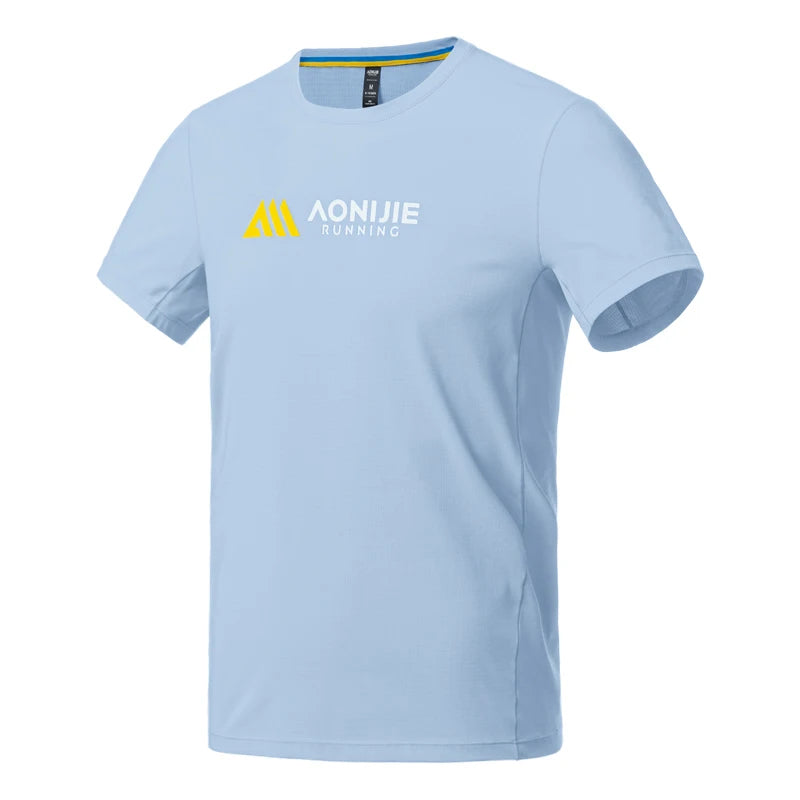 AONIJIE Men's Marathon Running T-Shirt – Quick-Dry Breathable Short Sleeve for Racing, Training & Daily Commute