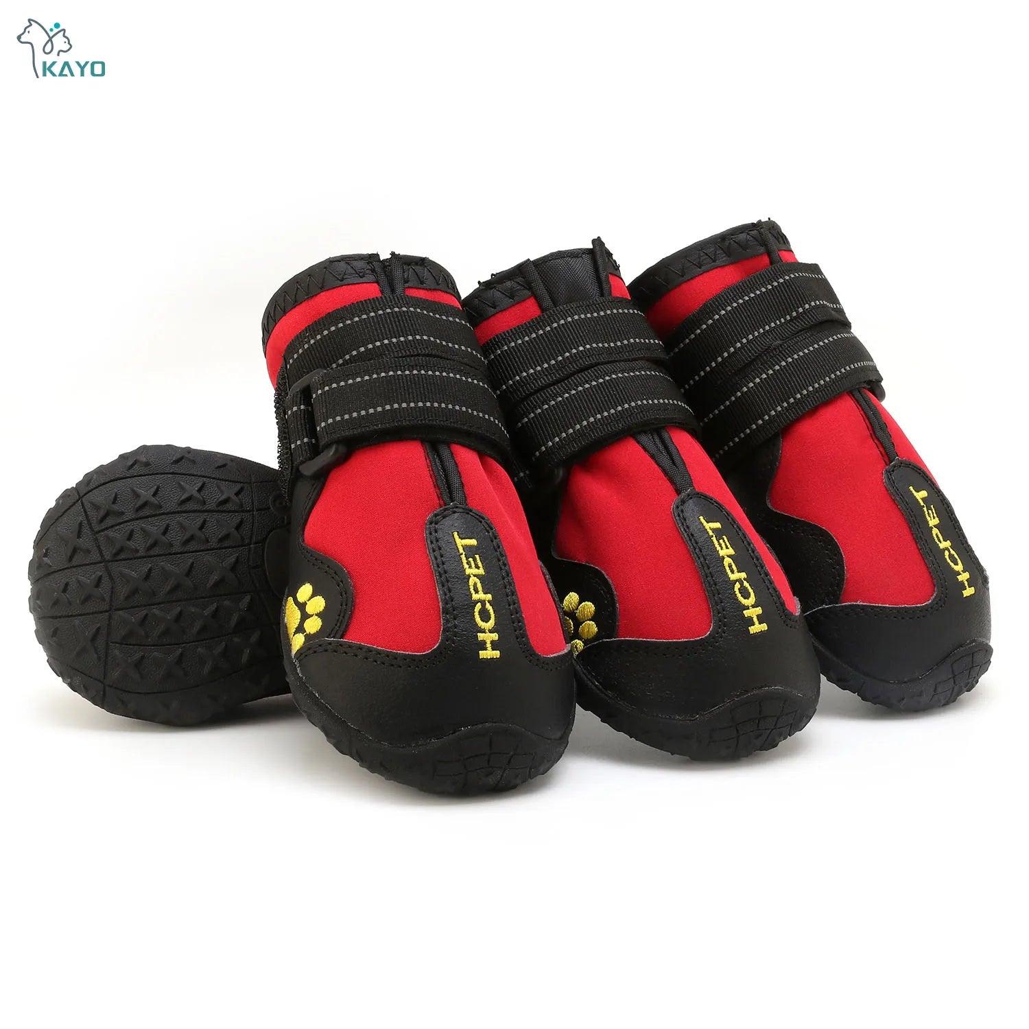 Dog Boots 4-Pack | Waterproof & Breathable, Anti-Slip Rubber Sole, Reflective Velcro Straps | Sizes 1–8 | RUNGEAR