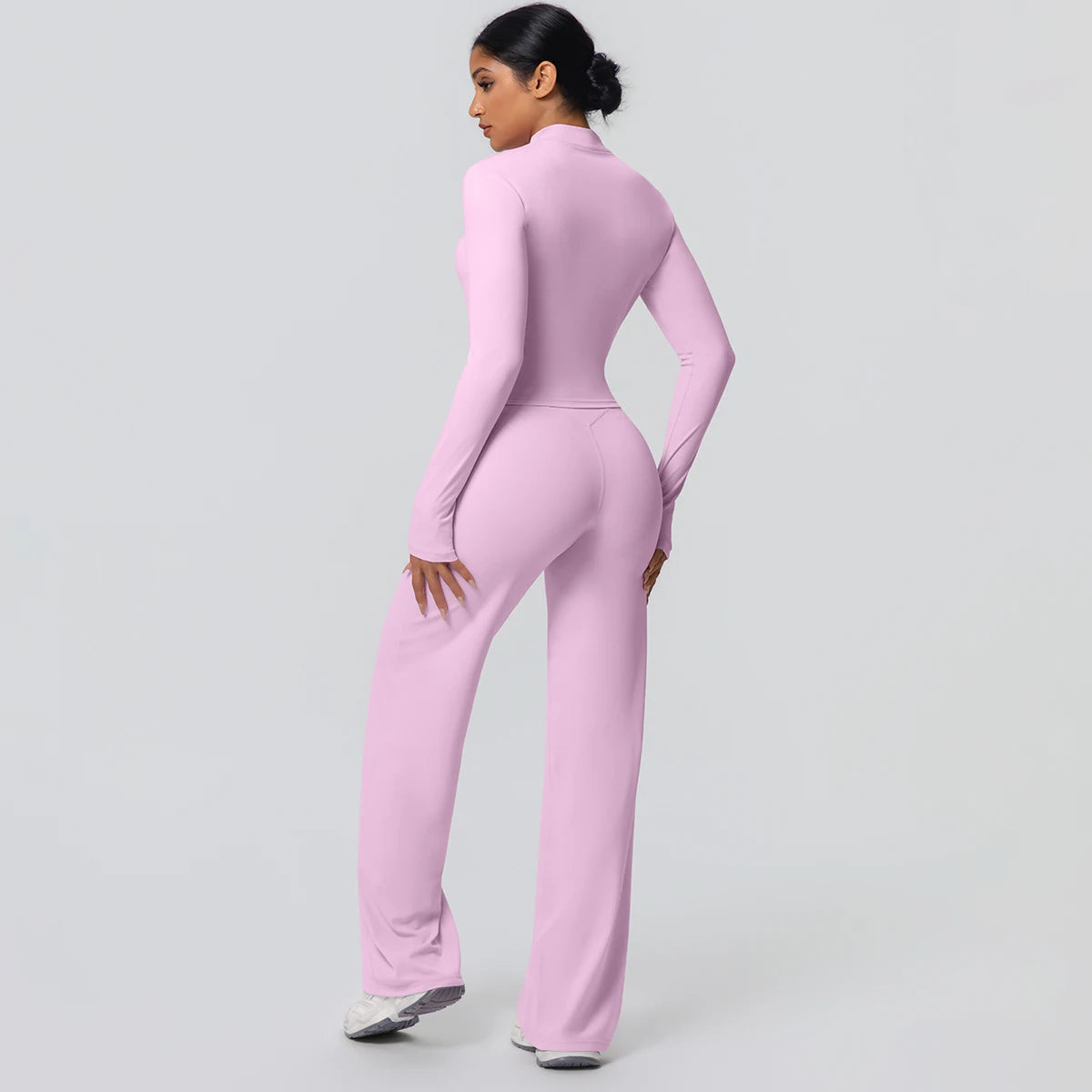 Women's Quick Dry Apparel: 2PC Long Sleeve, High Waisted, Wide Leg, Sports Fitness Clothing Set / Rungear