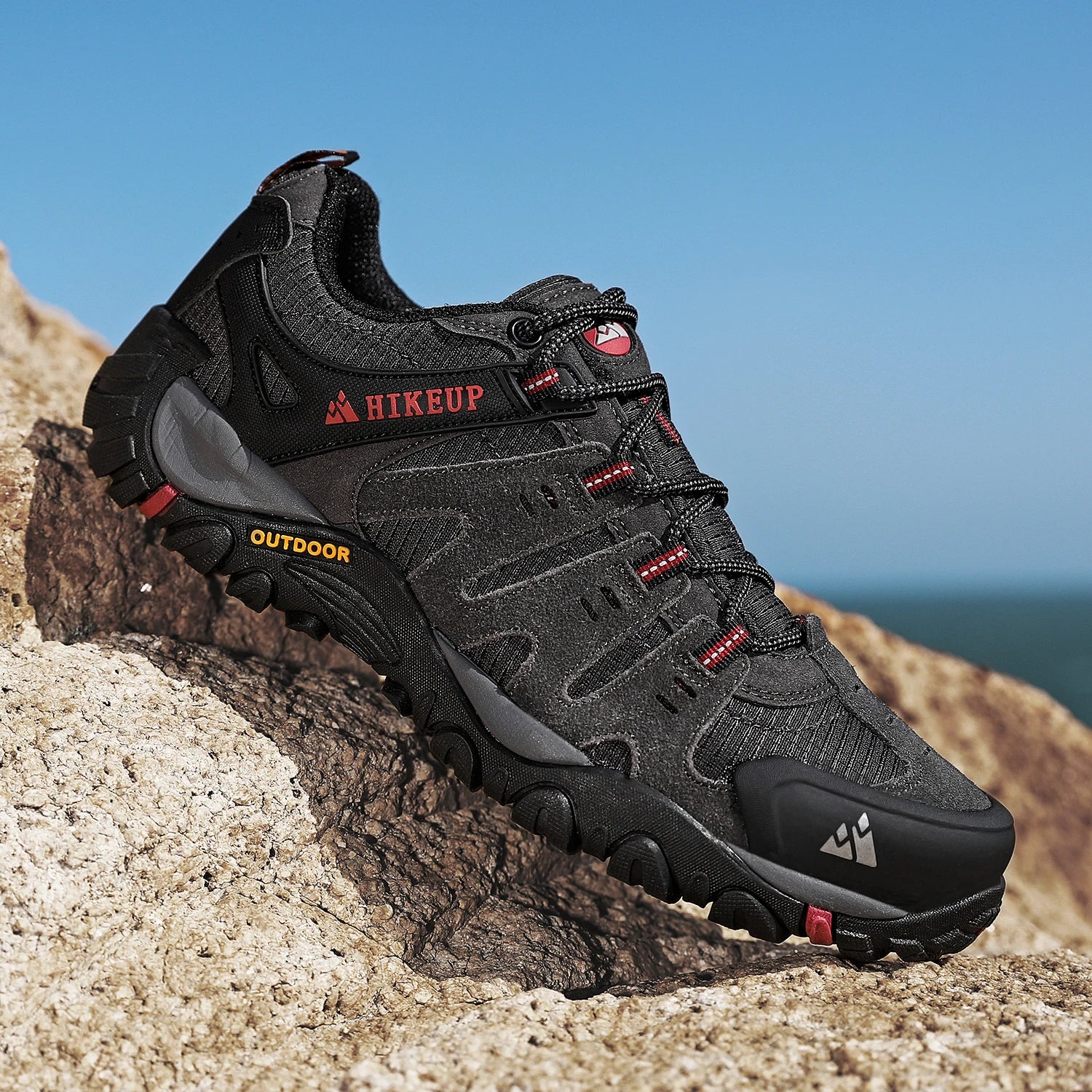 Hiking Shoe Gear: HIKEUP Men's Suede Leather, Wear-Resistant Hiking, Walking, Hunting Outdoor Shoes / Rungear