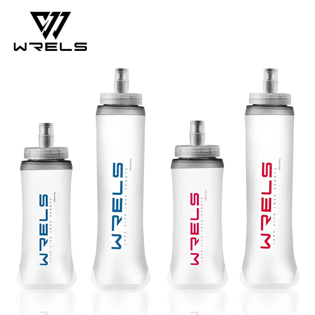 WRELS BPA-Free Collapsible Soft Flask Sports Water Hydration Bottles for Running, Camping, Hiking and Walking
