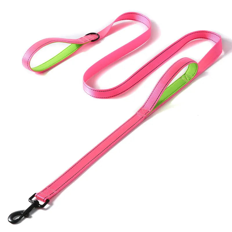 Pet Accessories Gear: 6FT Heavy Duty, Double Handle, Reflective, Nylon Dog Leash for Large Medium Dogs / Rungear