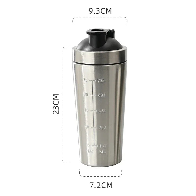 Stainless Steel Protein Shaker Bottle – 304 Steel, Leak-Proof Flip Lid | 500ml & 740ml