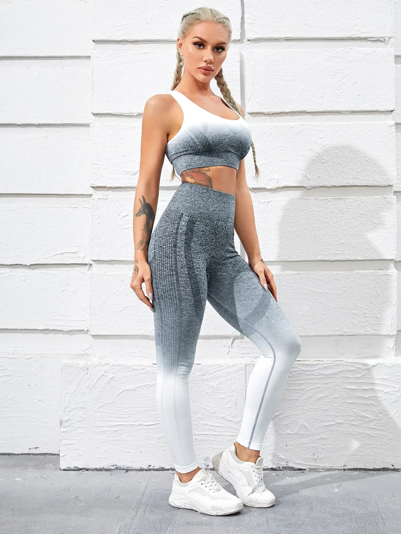 Women's Activewear Sets: 2PC Seamless Sports Bra Tank Tops with Leggings Fitness Sets / Rungear