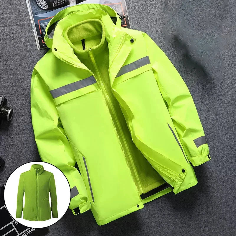 Plus Size High Visibility Waterproof Windproof Safety Jacket Reflective with Detachable Liner