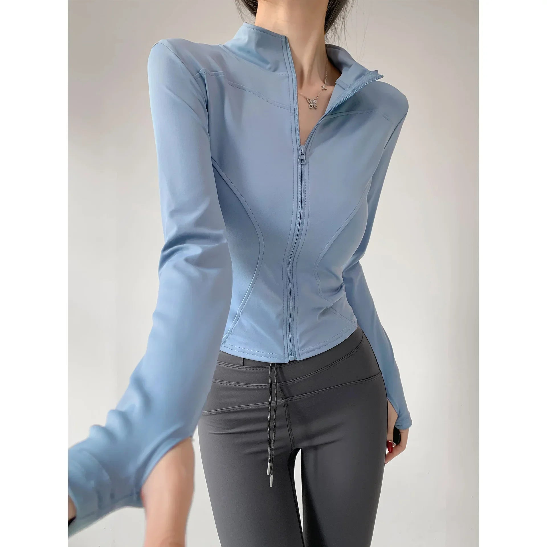 Women's Running Apparel: Quick Drying, Long Sleeved Sports Tight Fitness Top With Zipper S-3XL / Rungear