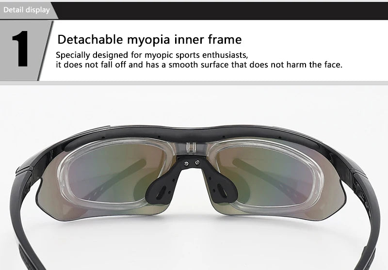 UV400 Sports Sunglasses with 5 Interchangeable Lenses | Running, Cycling & Outdoor