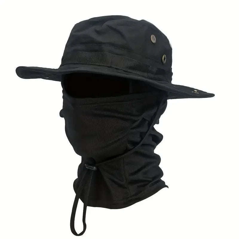 Camouflage Boonie Hat with Integrated Balaclava – Wide Brim, Foldable, UV Protection | Hunting, Fishing & Outdoor | 8 Camo Patterns