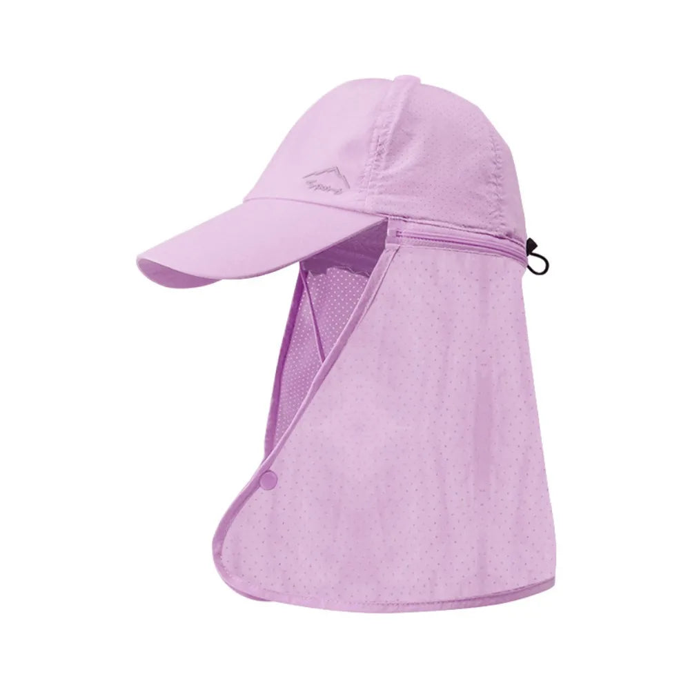 Unisex Breathable Detachable Mask Wide Brimmed Bucket Sunhat For All Outdoor Sports