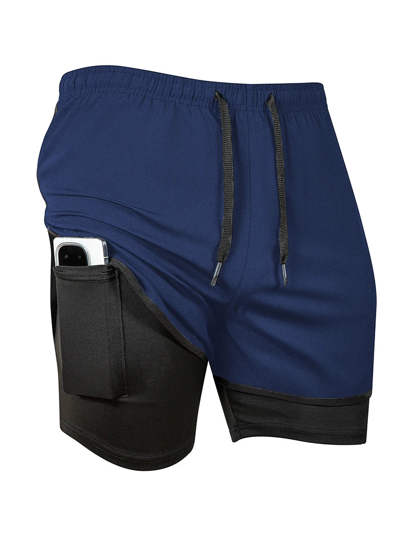 Men's Quick-Dry Apparel: Quick Dry, Stretchy 2 in 1 Running Workout Performance Activewear Shorts with Phone Pocket, Towel Loop / Rungear