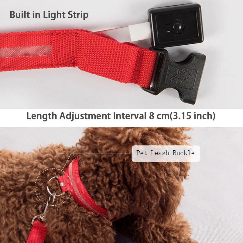 LED Light Night Safety Anti-Lost Nylon Adjustable Collar For Dogs