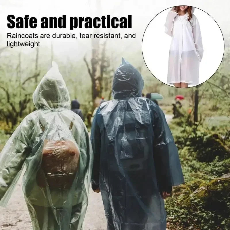 Adult Outdoors Disposable Lightweight Waterproof Hooded Emergency Rain Poncho