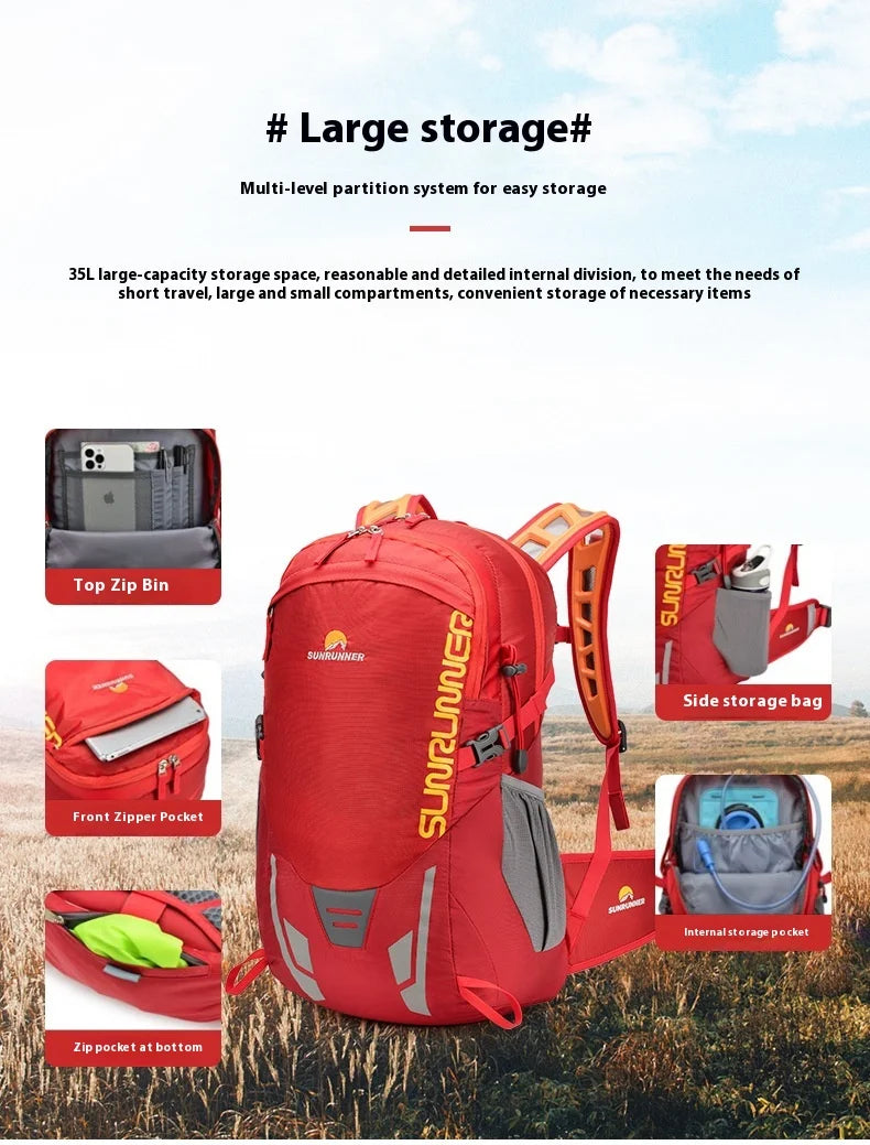 Trail Gear Accessories: 35L Large Capacity Lightweight Hiking Travel Backpack Bag For Outdoors / Rungear