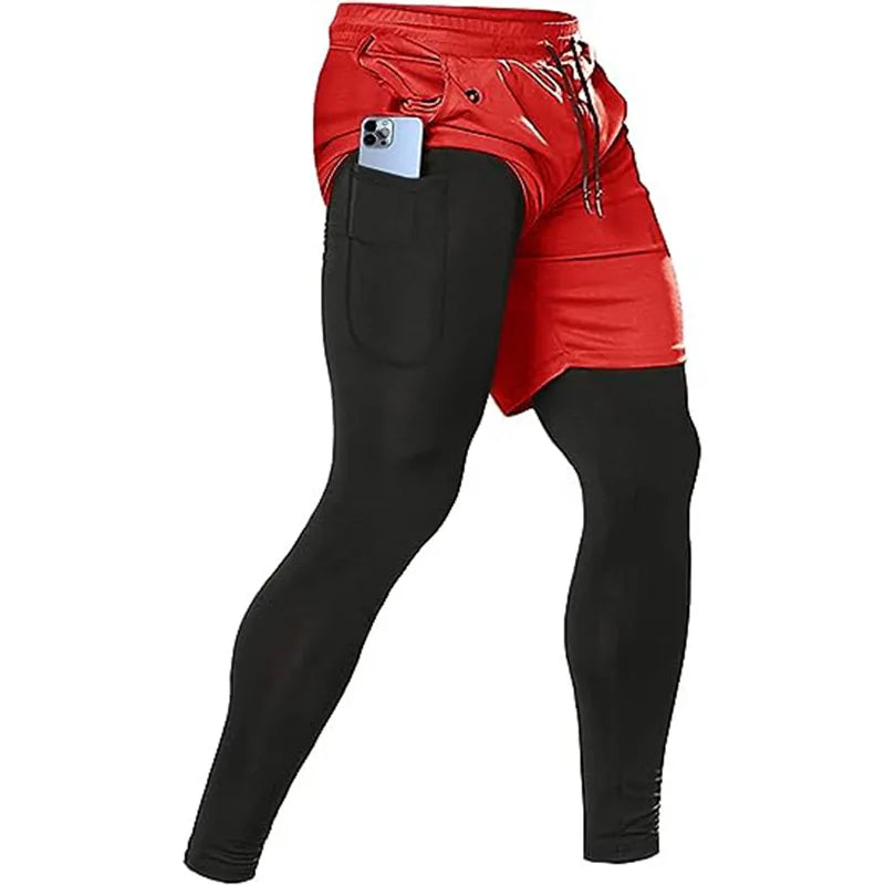 Men's Activewear Apparel: 2 in1 Training Athletic, Workout, Sportswear Tracksuit Pants / Rungear