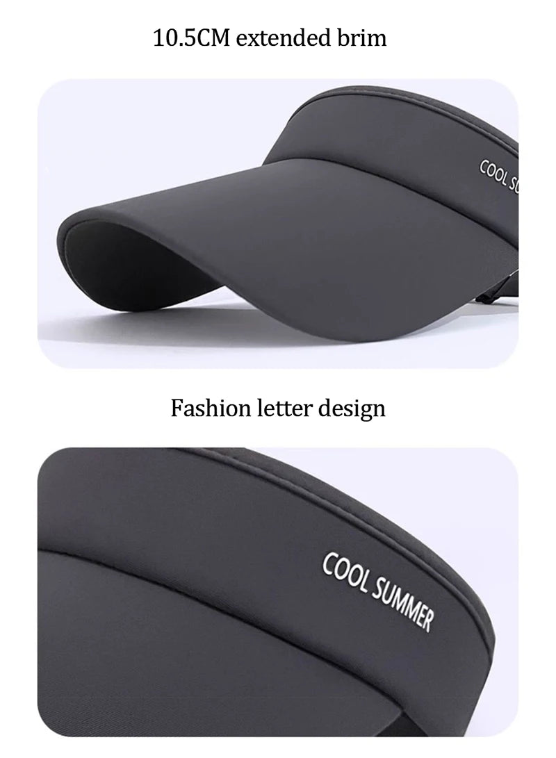 Ice Silk Long Brim Cooling Visor – UV Protection, Stretchy Open-Top Hat | Running, Cycling & Golf | Unisex