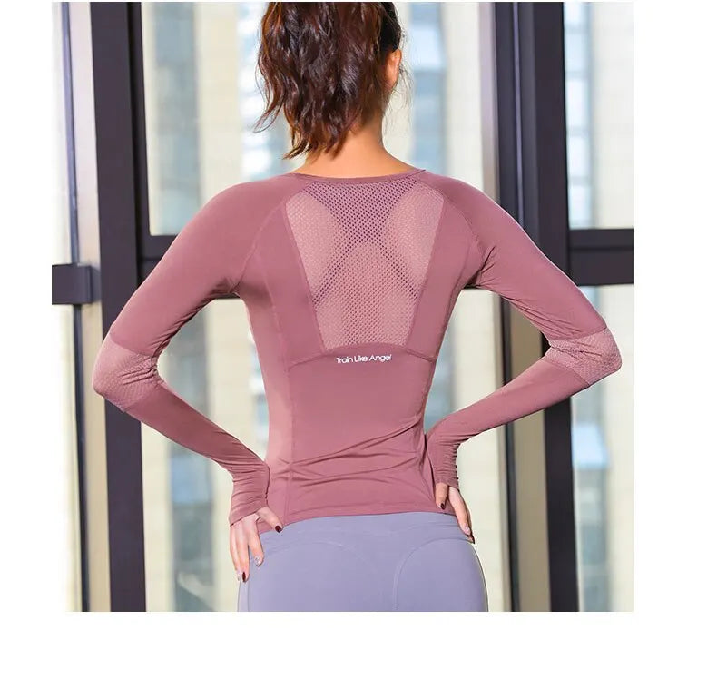 Women's Running Apparel: Seamless, Long Sleeved Sportswear Workout Shirt For Sports Fitness / Rungear