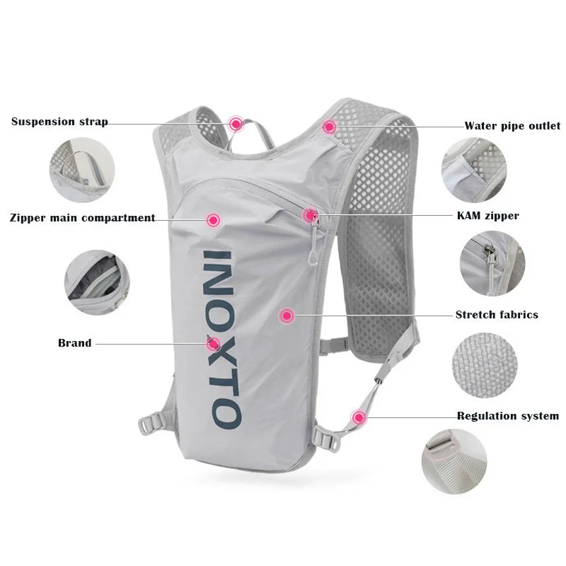 INOXTO 5L Breathable Hydration Vest – Lightweight Running & Cycling Backpack for Marathon & Hiking