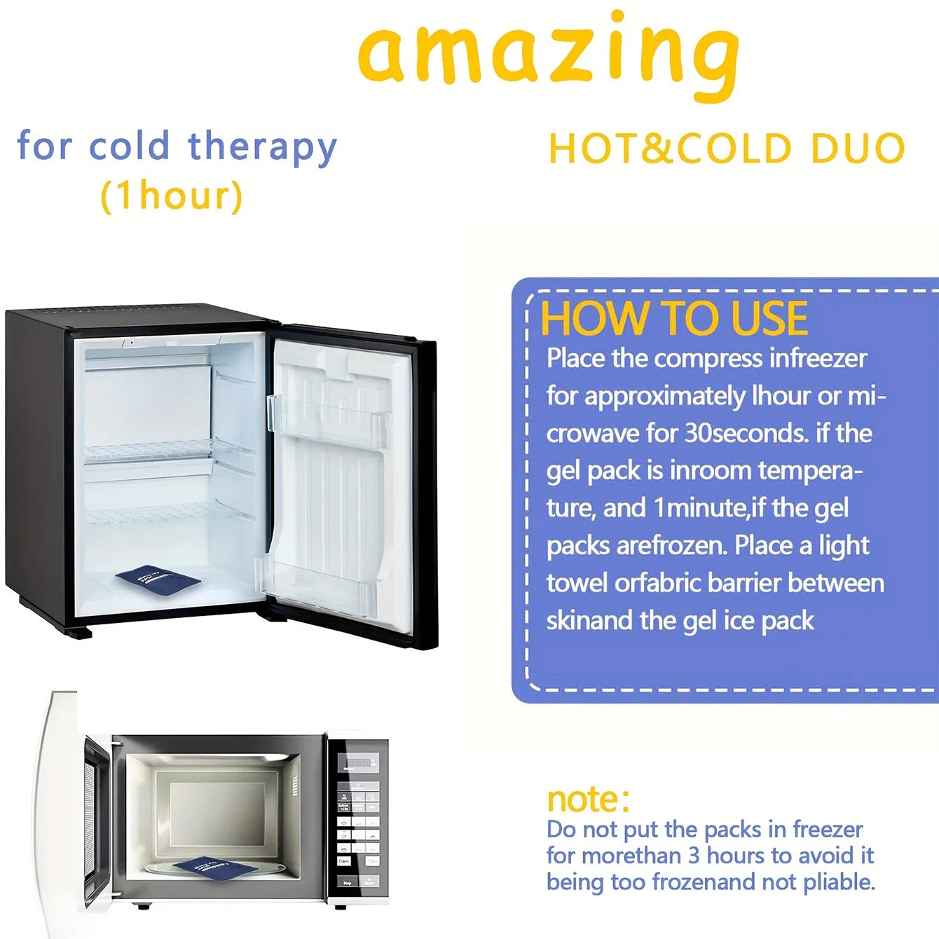 Recovery Gear Accessories: Reusable, Microwaveable Hot Cold Therapy Pack Gel Pad for Emergency Pain Relief / Rungear