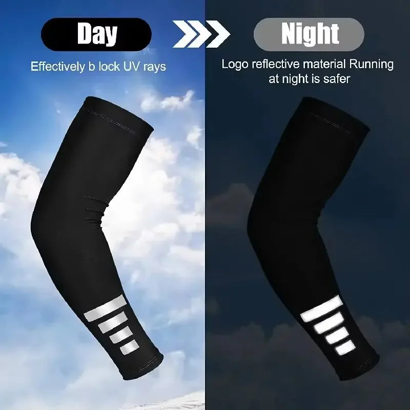 Running Gear Accessories: 1 Pair Ice Silk Arm Sleeves for Summer Quick-Drying Breathable Sun Protection Reflective Night Running Cycling Arm Covers