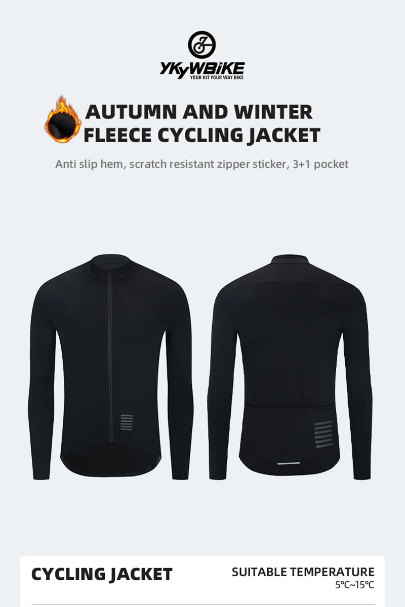 Winter Men's Apparel: YKYWBIKE Warm Long Sleeved, Thermal Fleece Lined Jacket For Winter And Autumn / Rungear