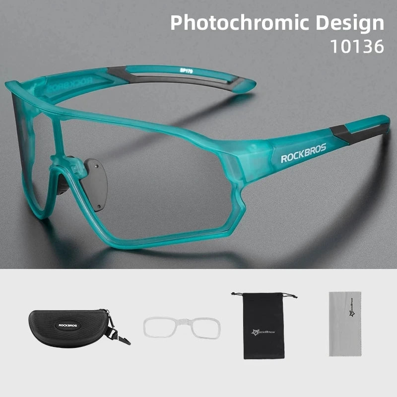 ROCKBROS Photochromic Sunglasses, UV400 Lightweight Flexible Sports Glasss for the Outdoors