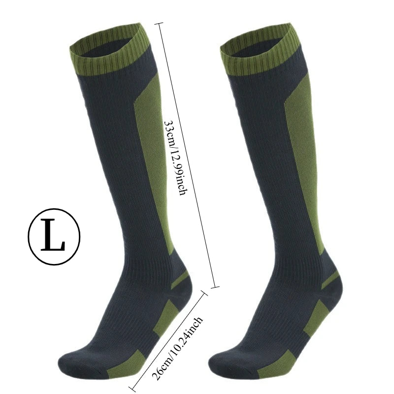 Men's Waterproof Knee-High Hiking Socks – Breathable, Anti-Slip, High Tube | Hiking, Trekking & Outdoor | M & L | 5 Styles