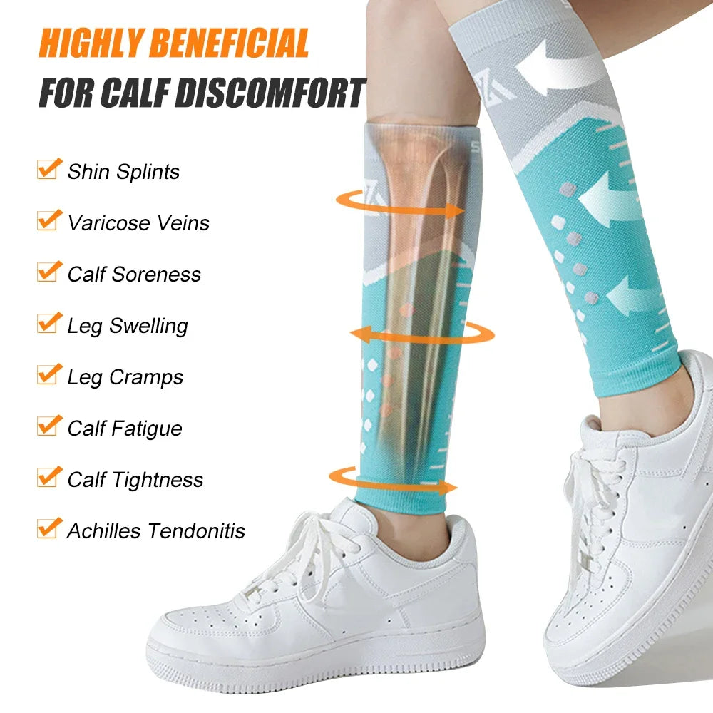 Compression Apparel Gear: 1Pair Unisex, Footless Calf Compression Sleeve Socks for Shin Splint &Varicose Vein / Rungear