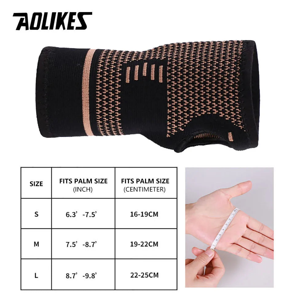 Running Recovery Apparel: AOLIKES 1 Pair Wrist Support Sleeves, Copper Infused, Injury Recovery, Left Right, Arthritis / Rungear