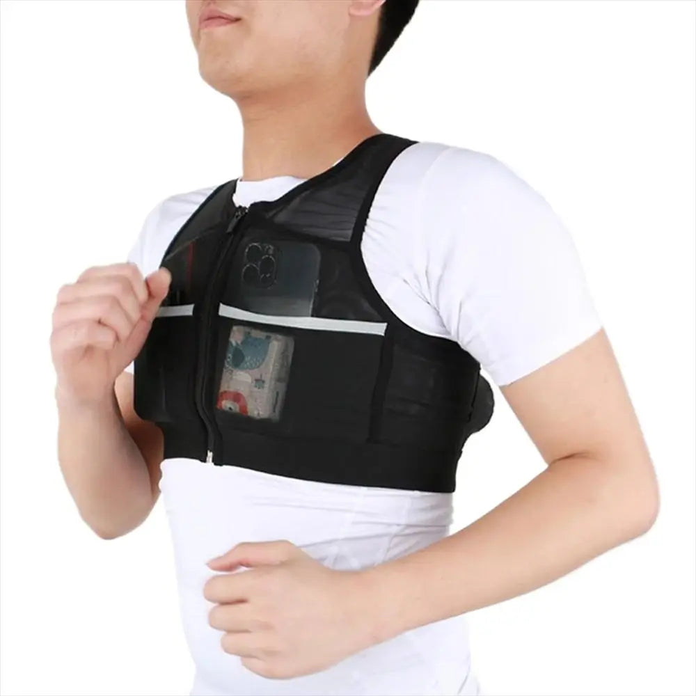 Large-Capacity Reflective Running Storage Vest | Breathable Mesh Marathon Vest with Front Zip & Dual Pockets | Sizes S–L | RUNGEAR